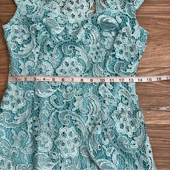 Lipsy London Light Blue Lace Open Back Femme Mini Dress - Picture 8 of 12